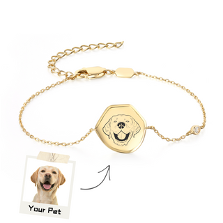 Custom Pet Drawing Bracelet - Gold