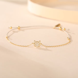 Tiny Cat Topaz Bracelet - Gold