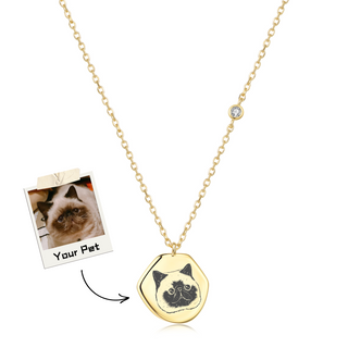Custom Pet Drawing Necklace - Gold