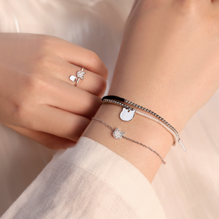 Tiny Cat Topaz Bracelet - Silver
