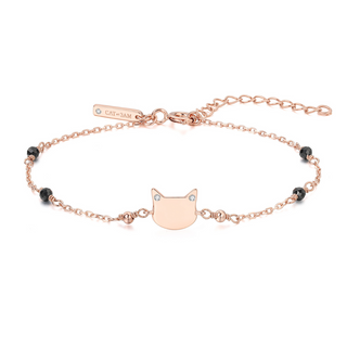Cat Topaz Bracelet with Black Spinel- Rose Gold
