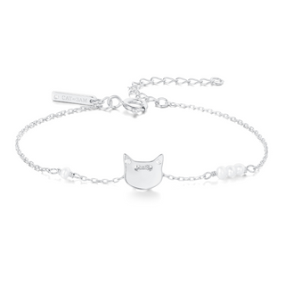 Cat Topaz Bracelet with Pearl- Silver