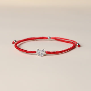 Handmade Braided Cat Bracelet - Lucky Red