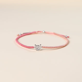 Handmade Braided Cat Bracelet - Rose Pink