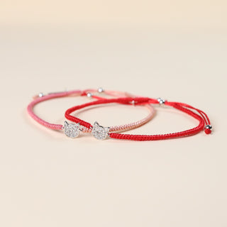 Handmade Braided Cat Bracelet - Lucky Red