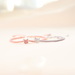 Handmade Braided Cat Bracelet - Pink Tourmaline
