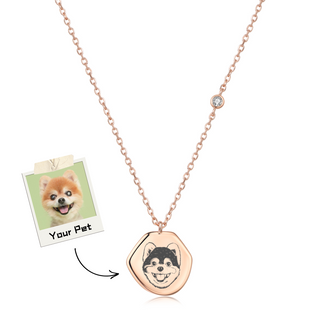 Custom Pet Drawing Necklace - Rose Gold