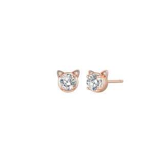 Cat Topaz Stud Earrings - Rose Gold
