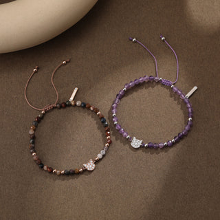 Amethyst Silver Cat Bracelet