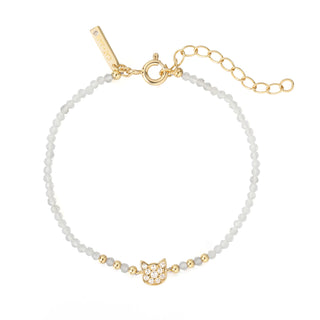 Moonstone with Topaz Cat Bracelet