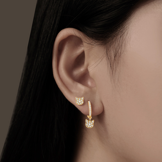 Cat Topaz Hoops - Gold
