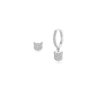 Cat Topaz Earrings - Silver