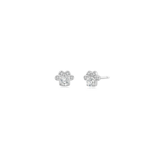 Paw Topaz Stud Earrings - Silver
