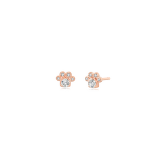 Paw Topaz Stud Earrings - Rose Gold