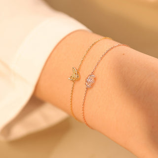 Tiny Dog Silver Bracelet - Rose Gold