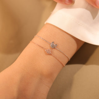 Tiny Poodle Silver Bracelet - Rose Gold