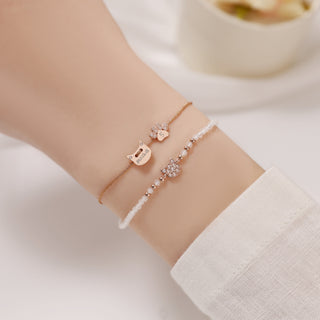 Moonstone with Topaz Cat Bracelet