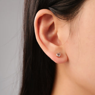 Cat Topaz Stud Earrings - Rose Gold