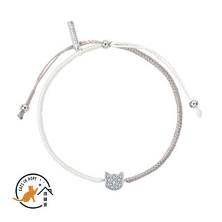 Handmade Braided Cat Bracelet - Grey & White