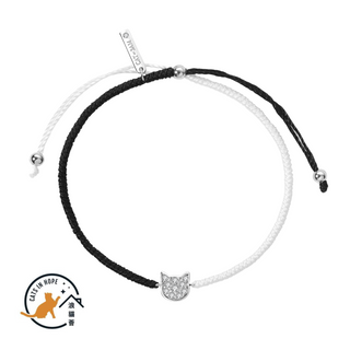 Handmade Braided Cat Bracelet - Black & White