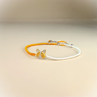 黃貓純銀編織手繩 - 黃水晶