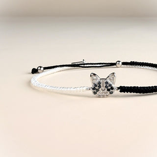 Handmade Black & White Cat Bracelet
